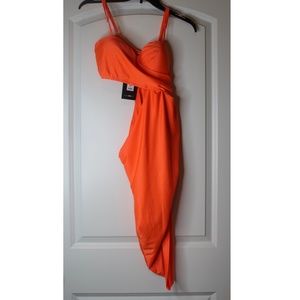 🍊ORANGE CUTOUT SEXY MINI DRESS
